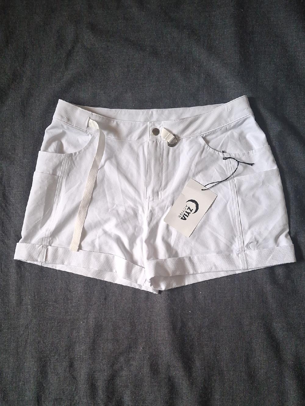 NWT Zyia Active "Not Just A Trail" Shorts - White - Size Medium